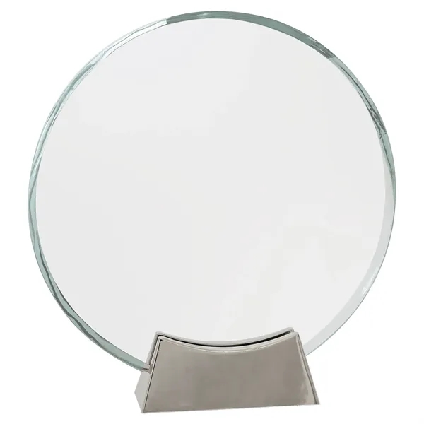 8" clear round platinum glass award with full metal base.... from ASI 74601 Calico