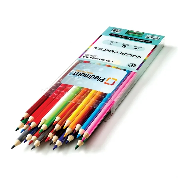 A vibrant 24-color pencil set packaged in a clear plastic box,... from ASI 46170 Compass Industries Inc