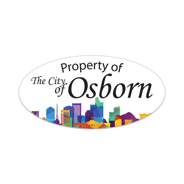 Die Cut Full Color Oval Roll Label (1 1/16"x2 1/8")... from ASI 56950 Gill Studios Inc