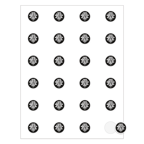 Full color round labels on an 8 1/2" x 11" sheet.... from ASI 56950 Gill Studios Inc / Gill-Line®
