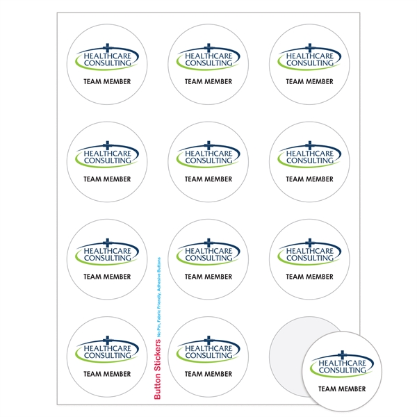 Round sheeted button sticker labels.... from ASI 56950 Gill Studios Inc / Gill-Line®