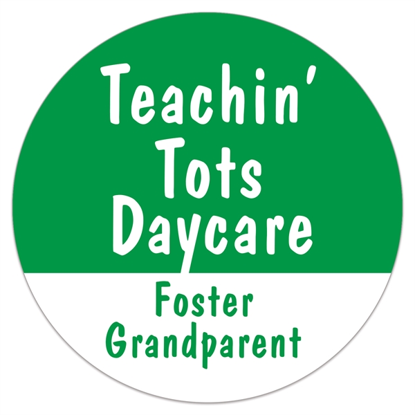 Round die cut roll label made of stock white gloss paper... from ASI 56950 Gill Studios Inc / Gill-Line®