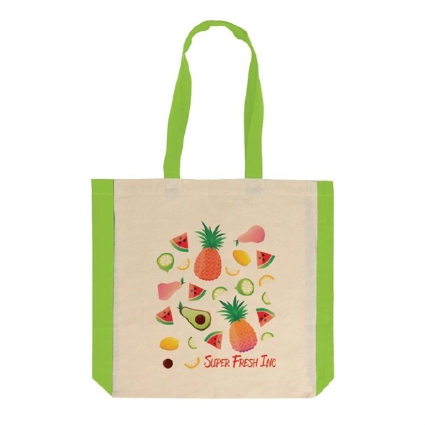 Side Black Color Cotton Tote - This natural tote features matching... from ASI 67557 LimeLight Ent / Limelight USA