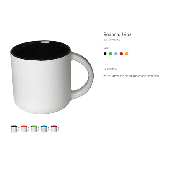 14 Oz Sedona Mugs (Color in/Satin White out)... from ASI 92133 777 Promotional Products Inc