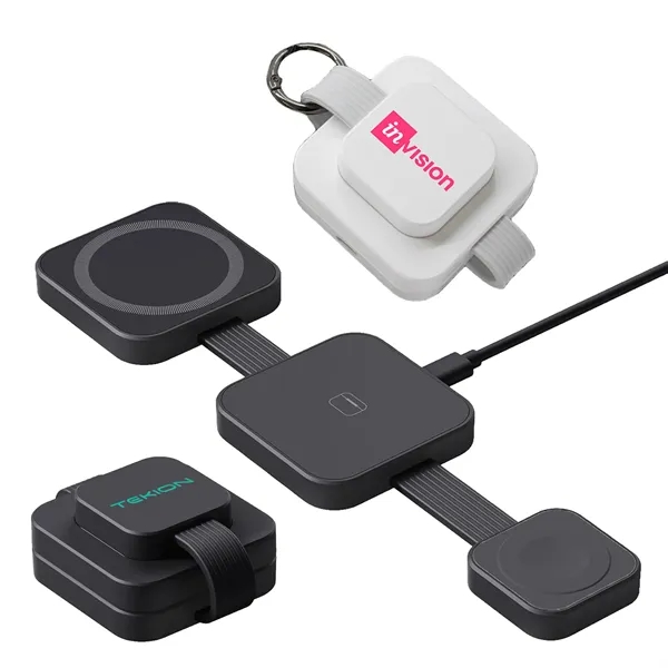 Compact foldable 3-in-1 MagSafe charger with carabiner clip charges phone, watch,... from ASI 68190 Lungsal / Lungsal