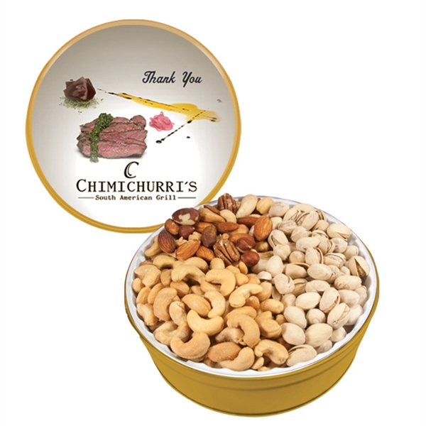 Tin filled with multiple filler options of good gift snacks and... from ASI 61125 Hit Promotional Products