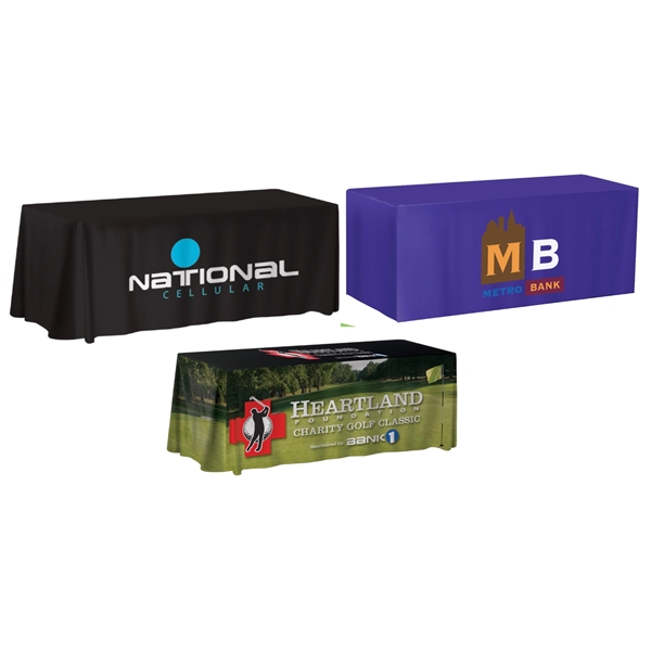 Customizable 6' table cover that's both wrinkle-resistant and flame-retardant; available as... from ASI 90807 Tekweld