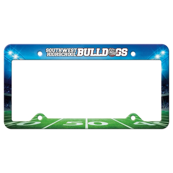 White Auto License Frame w/ 4 Holes & Large Top Straight... from ASI 56950 Gill Studios Inc / Gill-Line®