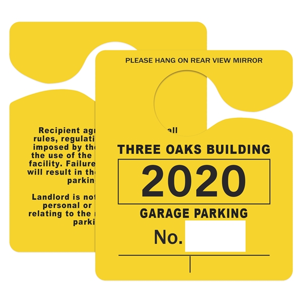 Plastic hanging parking permits with alphanumeric and consecutive numbering available..... from ASI 56950 Gill Studios Inc / Gill-Line®