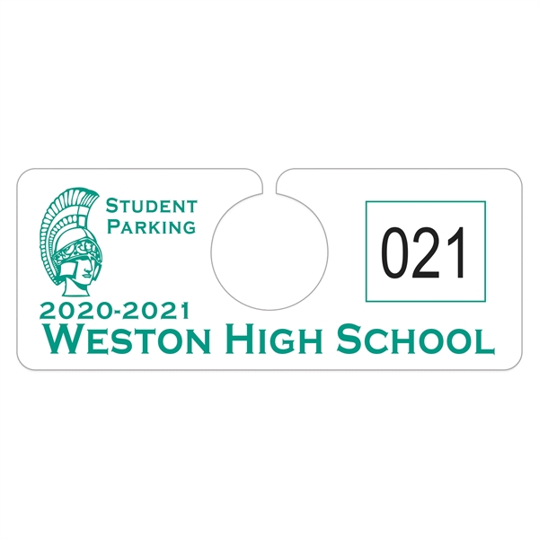 Plastic hanging parking permits with alphanumeric and consecutive numbering available..... from ASI 56950 Gill Studios Inc / Gill-Line®