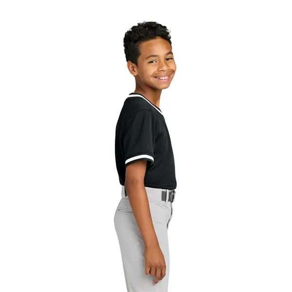 Sport-Tek Youth Tough Mesh V-Neck Baseball Jersey... from ASI 84863 SanMar