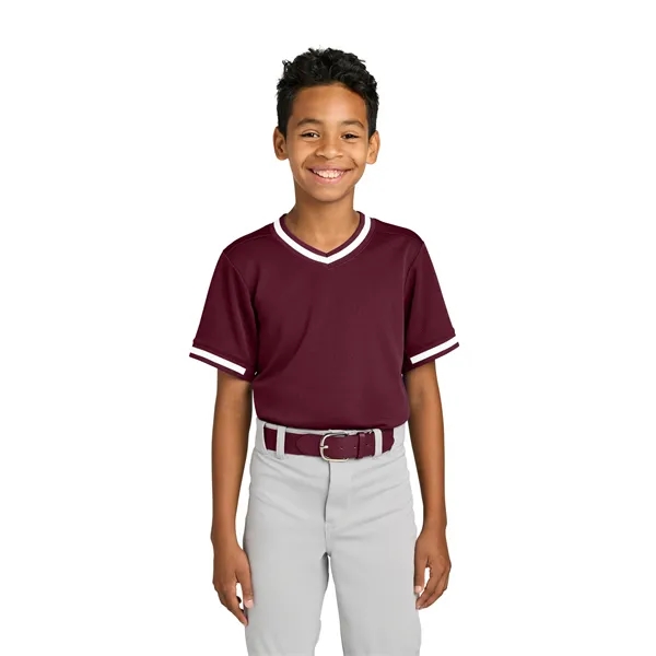 Sport-Tek Youth Tough Mesh V-Neck Baseball Jersey... from ASI 84863 SanMar