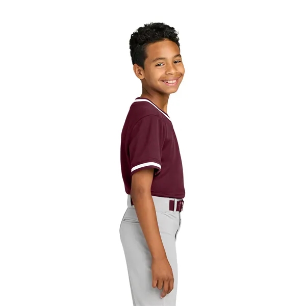 Sport-Tek Youth Tough Mesh V-Neck Baseball Jersey... from ASI 84863 SanMar