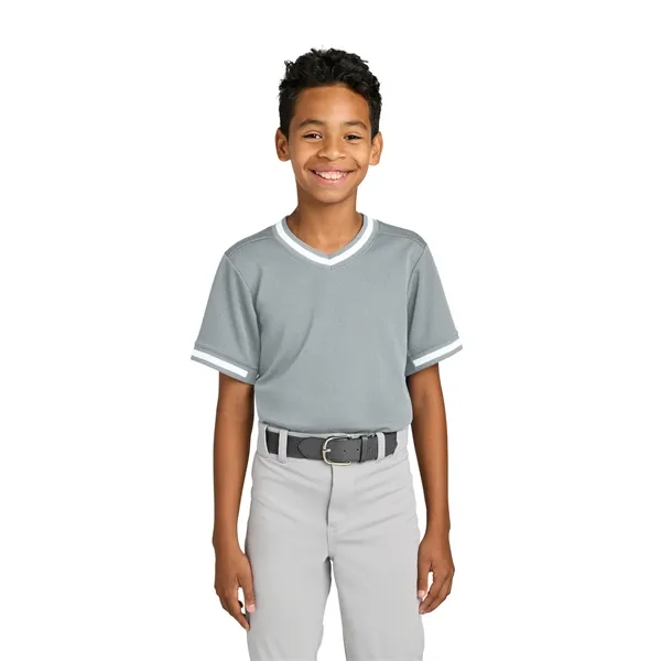 Sport-Tek Youth Tough Mesh V-Neck Baseball Jersey... from ASI 84863 SanMar