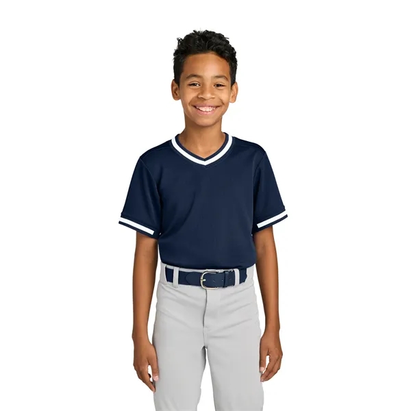 Sport-Tek Youth Tough Mesh V-Neck Baseball Jersey... from ASI 84863 SanMar