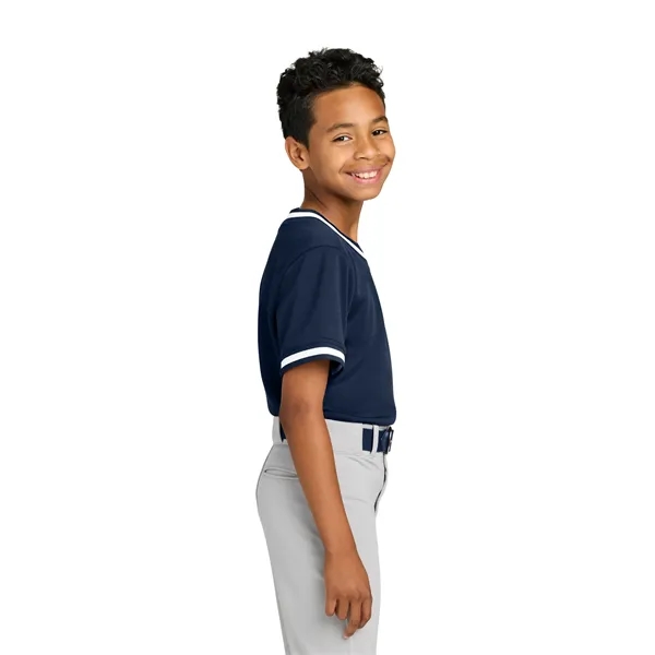 Sport-Tek Youth Tough Mesh V-Neck Baseball Jersey... from ASI 84863 SanMar