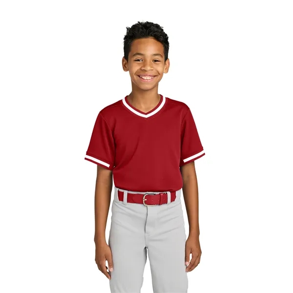 Sport-Tek Youth Tough Mesh V-Neck Baseball Jersey... from ASI 84863 SanMar