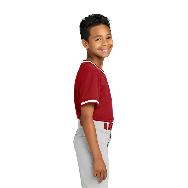 Sport-Tek Youth Tough Mesh V-Neck Baseball Jersey... from ASI 84863 SanMar