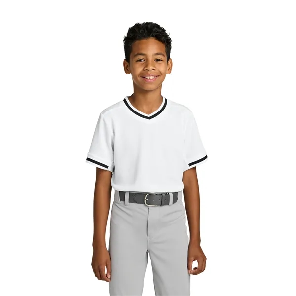 Sport-Tek Youth Tough Mesh V-Neck Baseball Jersey... from ASI 84863 SanMar