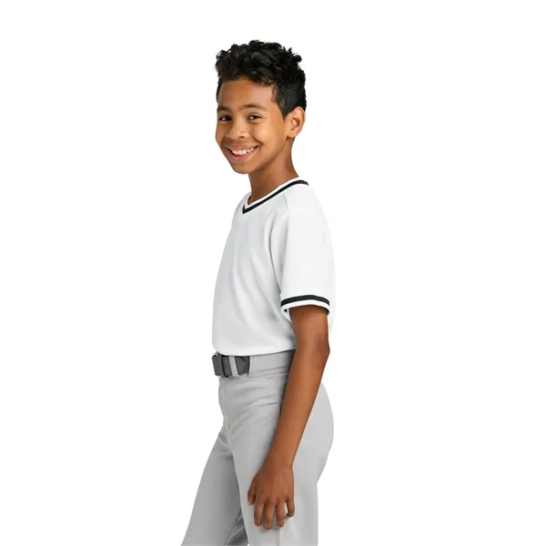 Sport-Tek Youth Tough Mesh V-Neck Baseball Jersey... from ASI 84863 SanMar