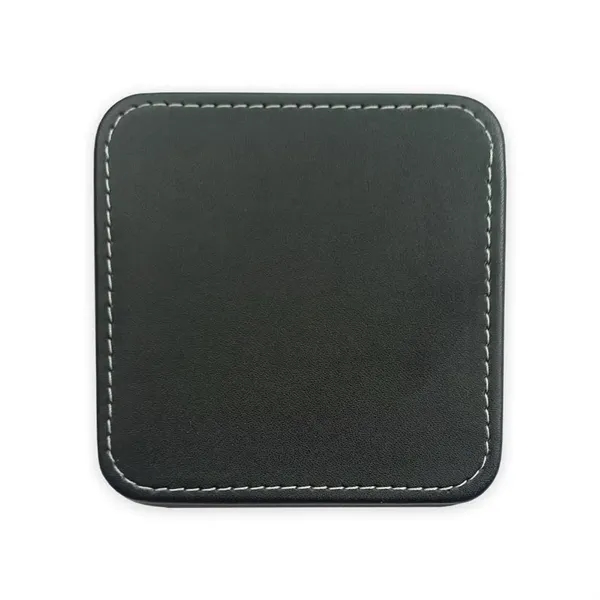 Square coaster made of leatherette material in a black color.... from ASI 48125 Dacasso / DaCasso
