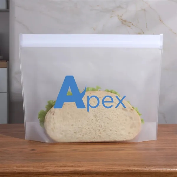 Refrigerator- and freezer-safe reusable PEVA food storage bag with built-in gel... from ASI 61966 HPG / Beacon Promotions