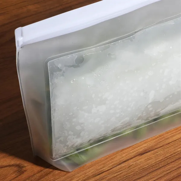 Refrigerator- and freezer-safe reusable PEVA food storage bag with built-in gel... from ASI 61966 HPG / Beacon Promotions