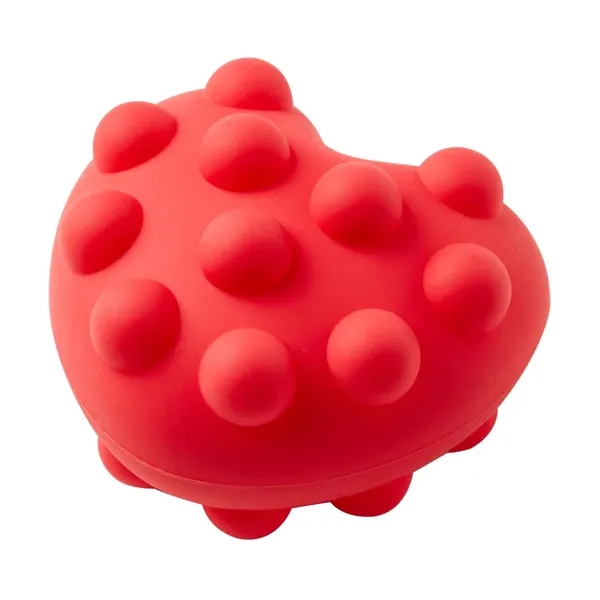 Heart-shaped silicone fidget ball with push-pop, dimpled surface.... from ASI 63549 Jornik Manufacturing Corp