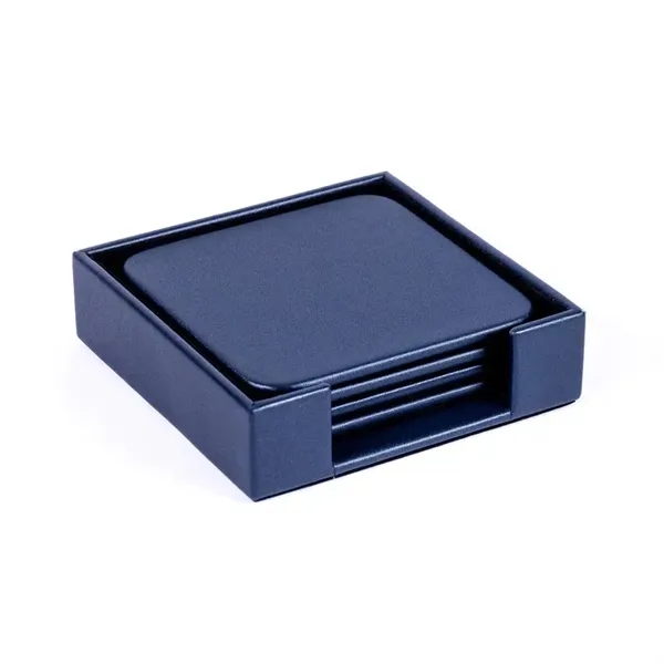 Set of 4 navy blue leatherette coasters.... from ASI 48125 Dacasso / DaCasso