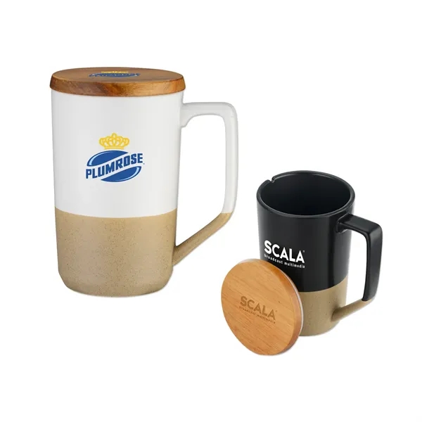 Item #DRK41 15 Oz. Two Tone Ceramic Mug with Lid