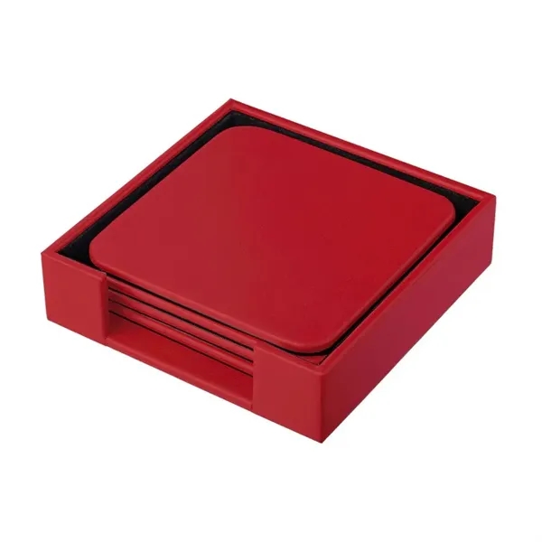 Set of 4 red leatherette coasters.... from ASI 48125 Dacasso / DaCasso
