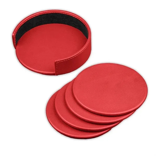 Set of 4 red leatherette coasters.... from ASI 48125 Dacasso / DaCasso