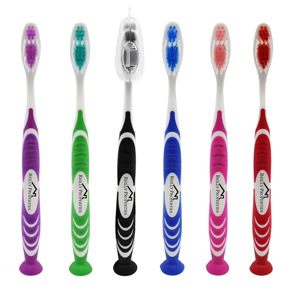 .7" x 7.5" stand-up toothbrush with suction cup storage action with... from ASI 90807 Tekweld
