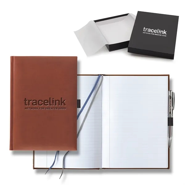 7" x 9 11/16" polyurethane journal gift set with a pen... from ASI 68507 The Magnet Group / Castelli