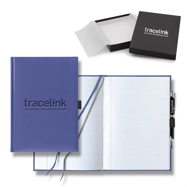 7" x 9 11/16" polyurethane journal gift set with a pen... from ASI 68507 The Magnet Group / Castelli