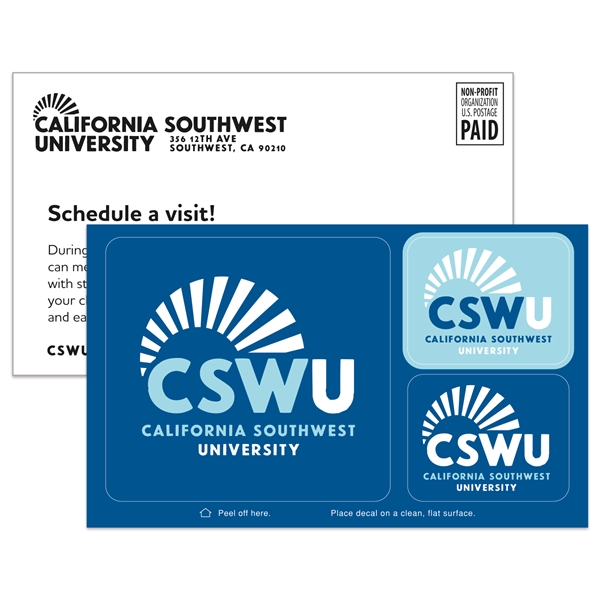 3 5/8" x 6" postcard with three rectangular white static vinyl... from ASI 56950 Gill Studios Inc / Gill-Line®