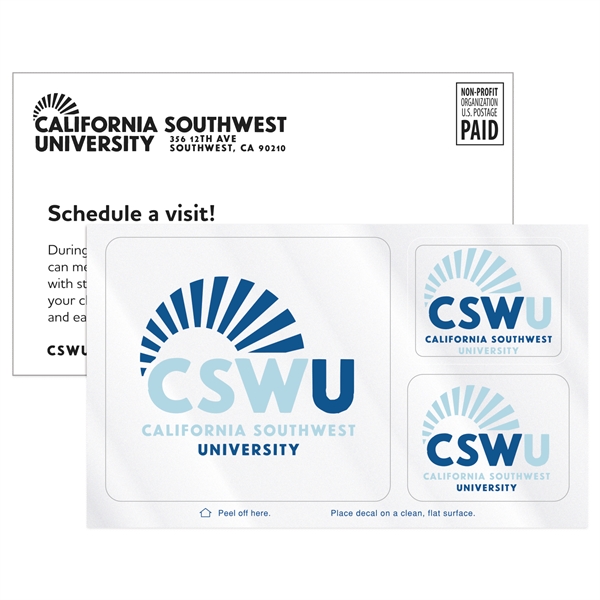 3 5/8" x 6" postcard with three rectangular clear static vinyl... from ASI 56950 Gill Studios Inc / Gill-Line®