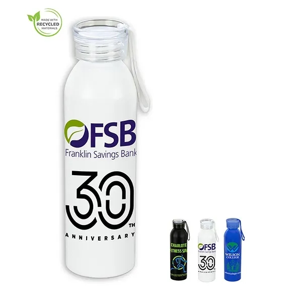 Our recycled aluminum water bottle has a screw-on, spill resistant, translucent... from ASI 62660 Innovation Line