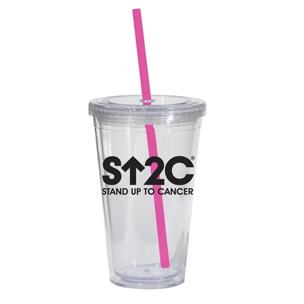 16 oz. double walled translucent acrylic tumbler with threaded lid and... from ASI 68507 The Magnet Group / Perfect Line