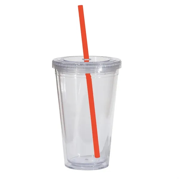 16 oz. double walled translucent acrylic tumbler with threaded lid and... from ASI 68507 The Magnet Group / Perfect Line
