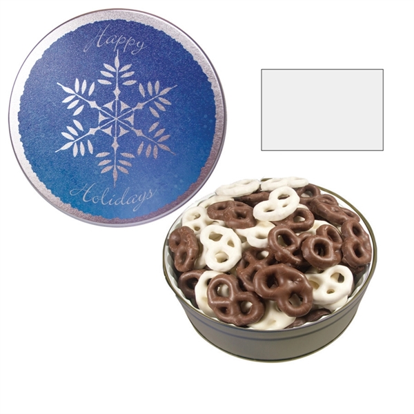 Tin filled with multiple filler options of good gift snacks and... from ASI 61125 Hit Promotional Products