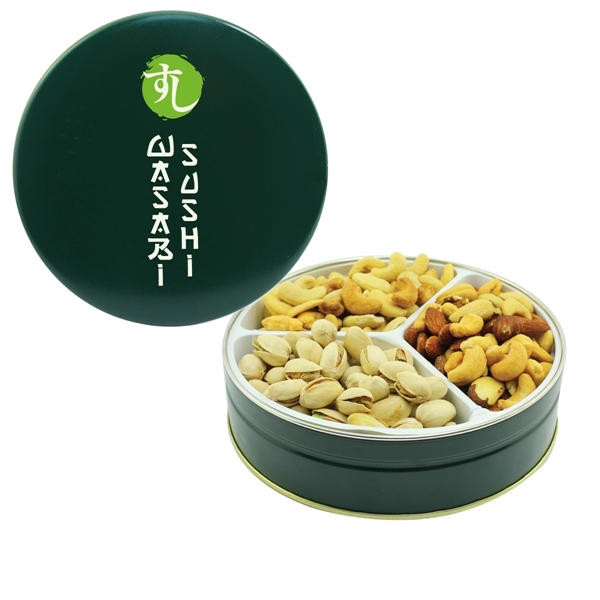 Tin filled with multiple filler options of good gift snacks and... from ASI 61125 Hit Promotional Products