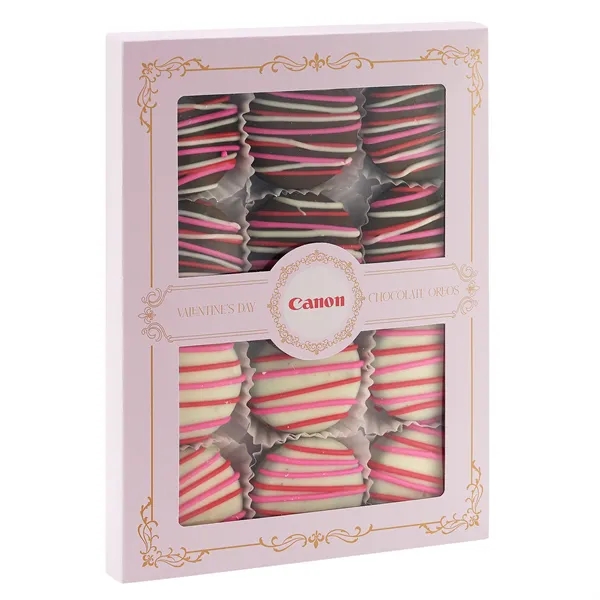 Valentine's-themed Oreo® cookies enrobed in premium Belgian chocolate and finished with... from ASI 71685 Midnite Snax®