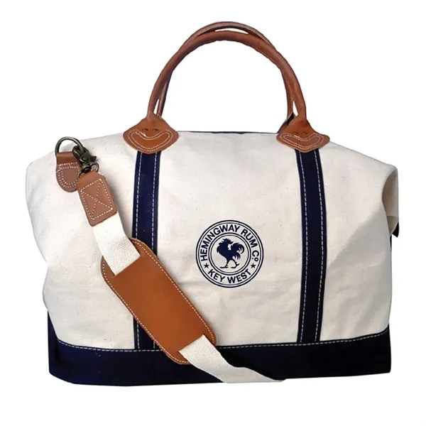 Leather handle cotton canvas duffel bag plus 1 color silkscreen imprint... from ASI 37218 Athena Promo (tm)