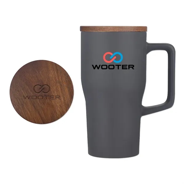 18 Oz Ceramic Mug with Wood Lid... from ASI 98360 WOWLine