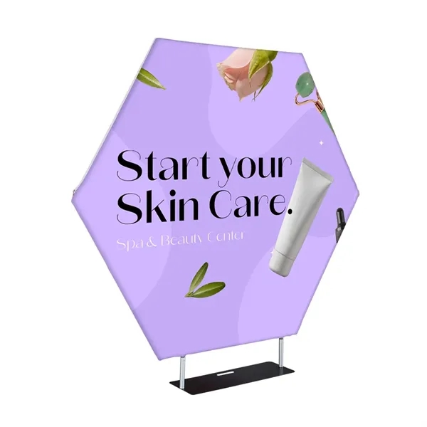 Hex Shape Display 72'w x 63"h aluminum frame, full color imprint... from ASI 49891 Discount Marketing Products / DMP