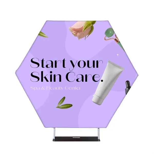 Hex Shape Display 96"w x 84"h aluminum frame, full color imprint... from ASI 49891 Discount Marketing Products / DMP