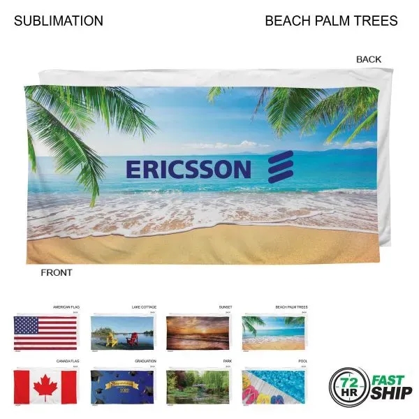 Stock Design Sublimated Beach Towel, 30X60... from ASI 53509 FIEL-Fairdeal Import & Export