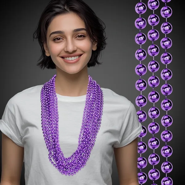 33" metallic beaded Mardi Gras necklace in a variety of colors.... from ASI 42016 Brighter Promotions Inc / Chemical Light™ Liquid Light