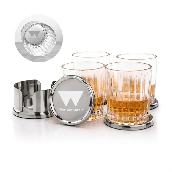 The Baldoni Coasters & On-the-Rocks Set combines modern elegance with everyday... from ASI 84592 St Regis Group